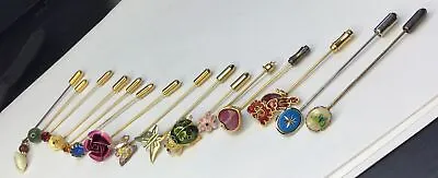 Vintage Lot Of 15 Stick Pins Victorian Art Nouveau Deco As Found • $19.20