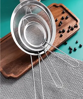 3pcs Fine Mesh Strainer With Handle Stainless Steel Sieve For Kitchen Cooking UK • £5.89