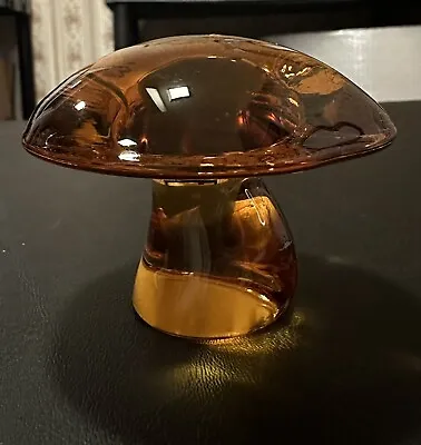 MCM Mushroom Viking Glass Epic Hippie BOHO Amber Paperweight 2.5” MINT • $160