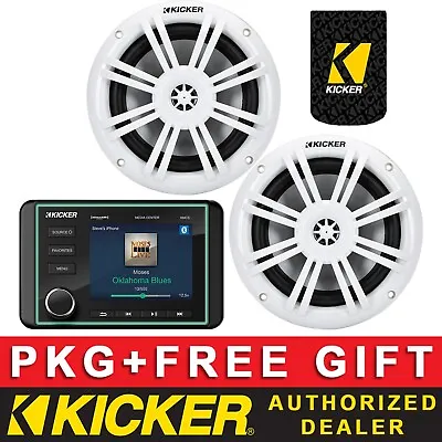 Kicker Kmc5 Digital Media Receiver Boat/marine Audio Package+6.5 Speakers White • $599.99