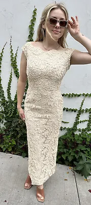 Vintage Victoria Royal Ltd Nude Cream Maxi Lace Dress XS/S • $95