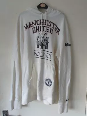 Rare - Manchester United Nike White Hoodie With Large Pocket Size Xl -vintage • £17.99