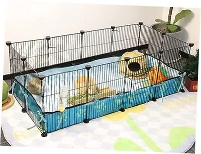 Guinea Pig Cages 8 Sq Ft Expandable C&C Cage Habitats For Blue-with Rope Liner • $60.19