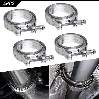 $56.66 • Buy 3.5 Inches V-Band FlangeClamp Kit Male/Female With Ridge Exhaust Stainless 4 Pcs