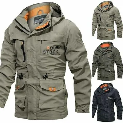 Mens Winter Military Tactical Jacket Hooded Combat Outdoor Hoodie Coat Outwear • $35.06