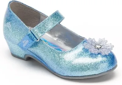 Disney Frozen Elsa Girls Dress Shoes Mary Janes Toddler Snowflake Glitter Size 8 • $29.99