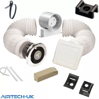 Bathroom Extractor Shower Light Fan Kit 4  Chrome/white + Timer With Transformer • £61.90