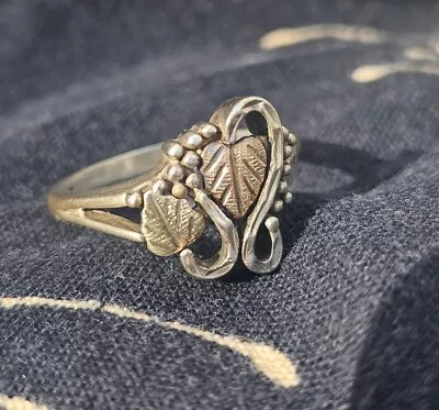 Vintage 1931 Sterling Silver 12k Black Hills Gold Ladies Ring • $59.95