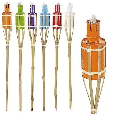 6x 2ft Bamboo Torch Lantern Garden Oil Paraffin Outdoor Garden Lighting Burner • £18.49