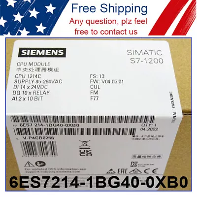 6ES7214-1BG40-0XB0 Brand New Siemens S7-1200 6ES7214-1BG40-0XB0 Free Shipping US • $287.18