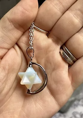 £11.69 • Buy Opalite Merkaba Pendant On Silver Plate Necklace Gemstone Crystal Healing Reiki