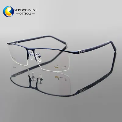 New Designer Men's Half Rimless Titanium Alloy Eyeglass Frames Optical RX Able  • $28.45