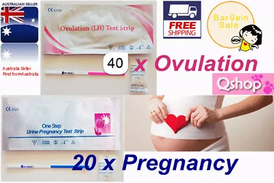 20 Pregnancy HCG Test & 40 Ovulation LH Test Strips Urine Fertility Free Post • $18.38