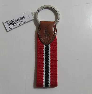 Polo Ralph Lauren Polo Player Keychain Key Ring FOB Red Striped • $29.99