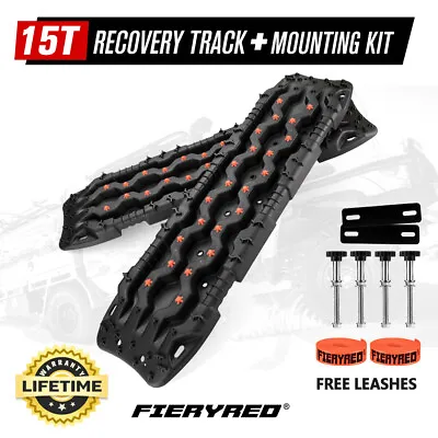 Fieryred Recovery Tracks 15T 4WD Boards /w Mounting Pins Sand Mud Snow 4x4 Black • $155.95