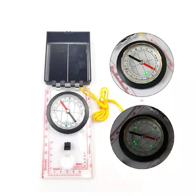 Map Scale Compass Luminous Markers Mirror Sighting Compass Camping Hiking • $6.94