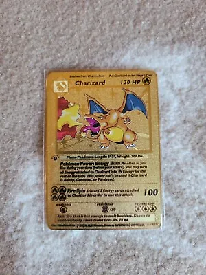 Pokemon 1st Edition Base Set Shadowless Charizard GOLD Metal DISPLAY Card  • $8.99