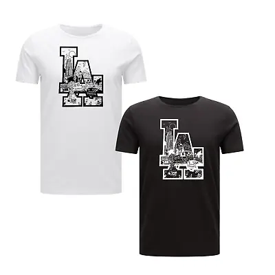 LA City View Black & White Los Angeles Graphic Logo Top Adults T-Shirt Design • £12.49