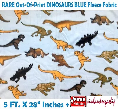 Dinosaurs Blue DISCONTINUED Out-Of-Print RARE Fleece Fabric 5 FT X 28 Inches +  • $12.99