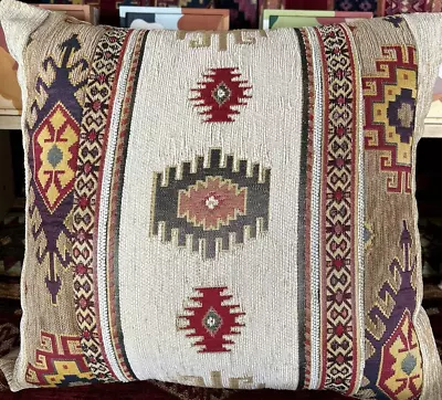 Unique Boho Beige Cream & Multi-coloured  Turkish Kilim Patchwork Cushion Cover • £9.99