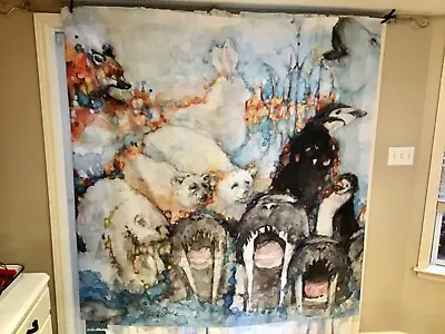 Original Watercolor Shower Curtain Arctic Wildlife Animals  • $150