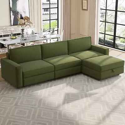 Guyii Green Sectional Sofa For Living Room 4 Seaters L-shape Sofa Storage Soft • $704.40