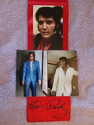 Elvis Presley Signature Red Scarf&elvis Photos 1969 Lot 4 A • $35