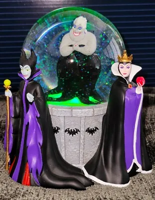 Disney Villains Waterball Ursula Maleficent & Evil Queen Lighted Snow Globe NEW • $79.94