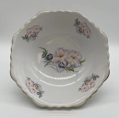 £15 • Buy Maryleigh Staffordshire Bowl Gold Rim Floral (Lily) Design - 5.5 X 20.5cm    W10