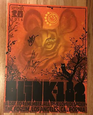 $145 • Buy Blink-182 9/30/16 Los Angeles, CA AUTOGRAPHED Event Poster ORIGINAL SIGNED