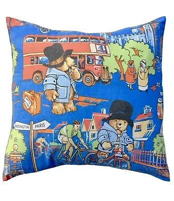 Paddington Bear London Bus Vintage Fabric Cushion - Matches Duvet -Alien Couture • £19.99