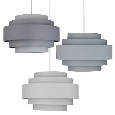 Modern Easy Fit Ceiling Light Shade 5 Tier Grey Pendant Lightshades • £17.99