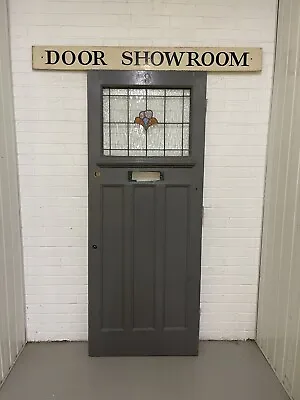 Reclaimed Victorian Edwardian Stained Glass Wooden Panel Front Door 2028 X 813mm • £395
