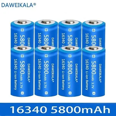 5800mAh Rechargeable 3.7V Li-ion 16340 Batteries CR123A For Flashlight Charger L • £6.49
