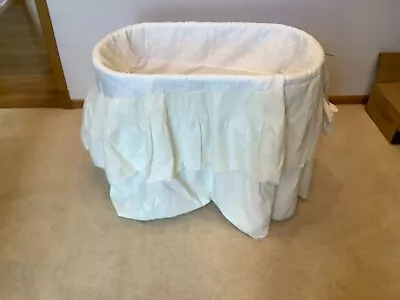 Vintage 1950's Wicker Bassinet With Skirt And Mattress/Wooden Wheels/REDMAN? • $80