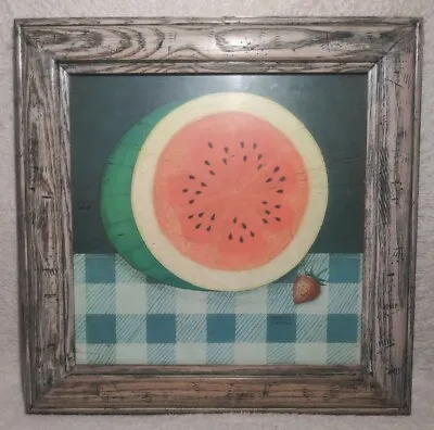 Warren Kimble Watermelon Print Framed Picture Fruit Americana Country 13  X 13  • $24.99