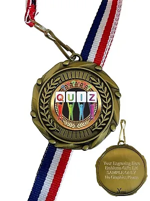 Quiz Winners (B) 45mm Combo Medal & Ribbon Engraved Free • £5.99
