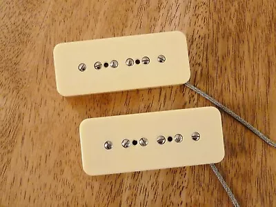 P90 Soap Bar Pickup Set Cream Alnico 2 Magnets Vintage Tone Nickel Silver Base • $44.99