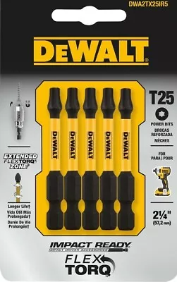 DeWalt Impact Ready Torx T25 In. S X 2 In. L Screwdriver Bit 5 Pc DWA2TX25IR5 • $9.99