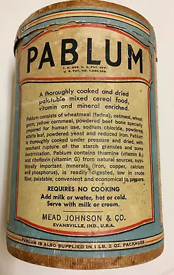 Vintage Pablum Cereal Carton Baby Food Mead Johnson & Co. 1940's Advertising USA • $18.18