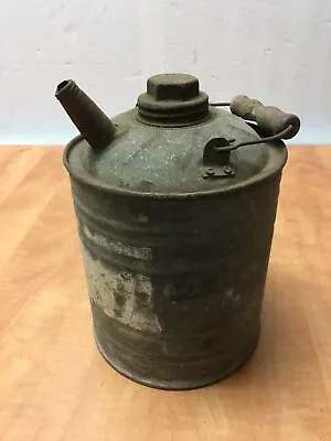 Vintage Galvanized 1 Gallon Gas Oil Kerosene Can Wood Handle For Display Only • $17.99