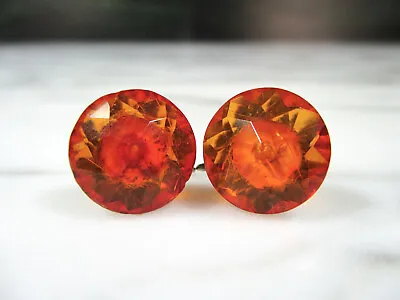 Pr Antique Large Faceted Baltic Honey Amber 830 Silver Screw Back Stud Earrings  • $38.25
