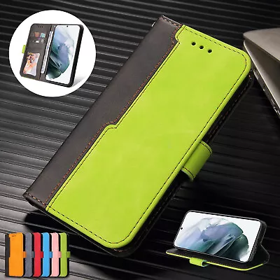 For Samsung Galaxy S2 S21 S20 FE 5G S10 Splicing Leather Wallet Full Cover Case • $9.87