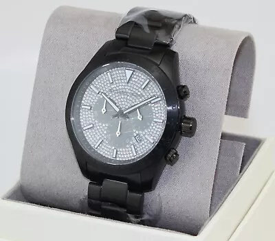 New Authentic Michael Kors Layton Black Crystals Pave Glytz Mk8899 Men's Watch • $139.99