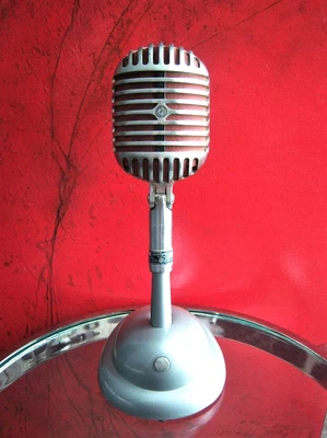 Vintage 1940's Shure Brothers 55 Fatboy Microphone Elvis Deco W Period S36 Stand • $525