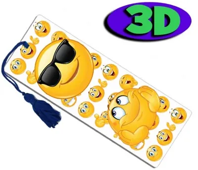 Kool Emoji Moving 3D Hologram Bookmark With Tassel Book Place Holder 15X5 CM     • £2.52