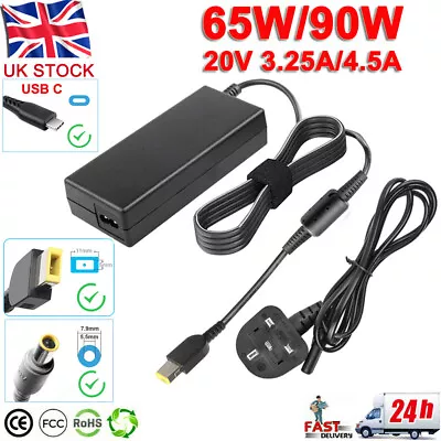 20V 65W 90W USB Laptop Charger Power Adapter For Lenovo Thinkpad X1 Carbon Yoga • £10.49