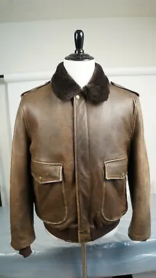 Cooper G-1 Jacket Flight Bomber Lined Brown Leather Made In USA Sz Large L Heavy • $149.99