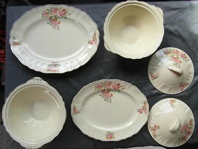 £29.99 • Buy J. & G. Meakin England  FOUR  'Sunshine' Serving Plates / Dishes  Cream /flowers