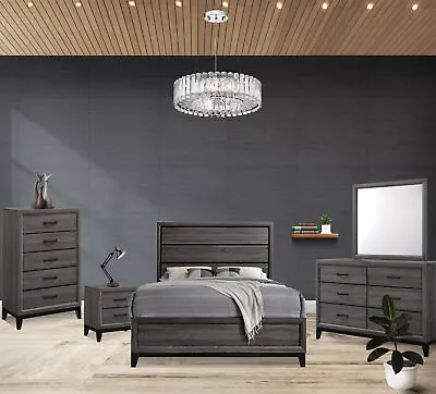 Kings Brand Furniture – Ambroise 5-Piece Queen Size Bedroom Set Grey/Black • $945.99